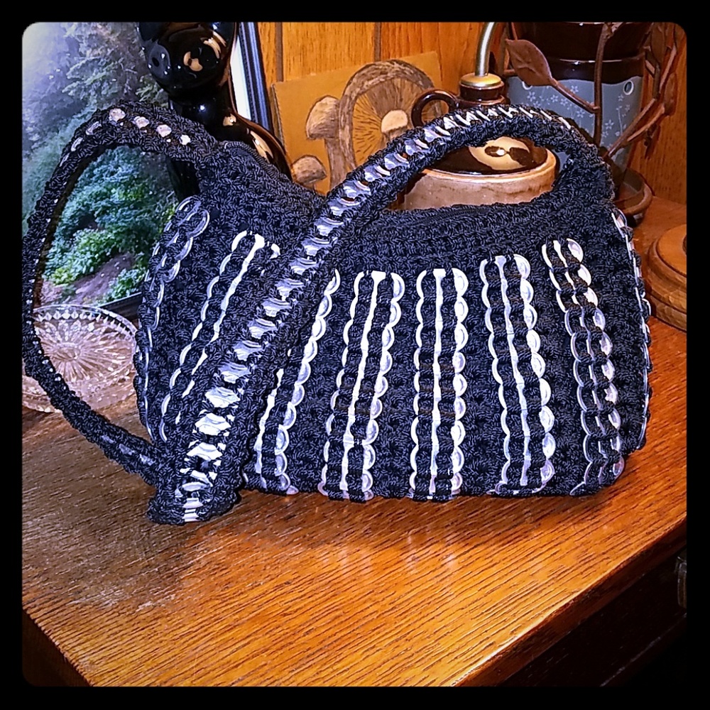 Eco chic crocheted tab purse